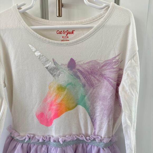 Cat & Jack Rainbow Unicorn Dress - Size Medium (7/8) - Picture 2 of 4